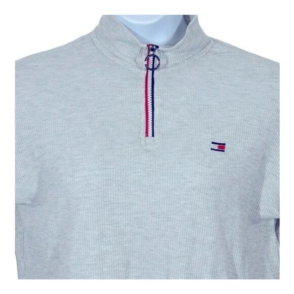 Tommy Hilfiger Sport Crop Quarter-Zip Waffle Knit Pullover Medium - Picture 3 of 11